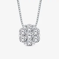 Diamond Blossom (I / I1) Womens 5/8 CT. T.W. Lab Grown White Diamond 10K White Gold 18 Inch Pendant Necklace
