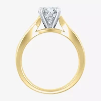 (G / Si2) Womens 1 1/3 CT. T.W. Lab Grown White Diamond 10K Gold Round Side Stone Engagement Ring
