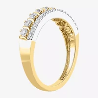 (H / I1) Womens 1/2 CT. T.W. Lab Grown White Diamond 10K Two Tone Gold Anniversary Wedding Band