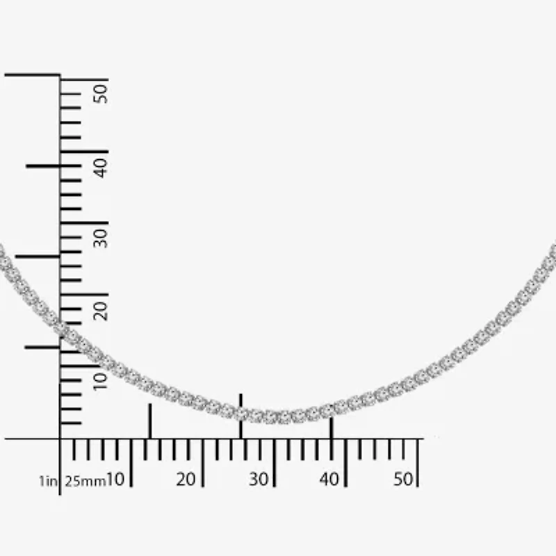 Diamonart Womens White Cubic Zirconia Sterling Silver Inch Tennis Necklace