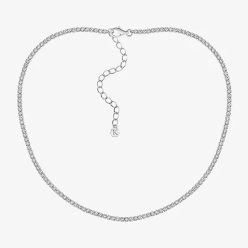 Diamonart Womens White Cubic Zirconia Sterling Silver Inch Tennis Necklace