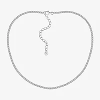 Diamonart Womens White Cubic Zirconia Sterling Silver Inch Tennis Necklace