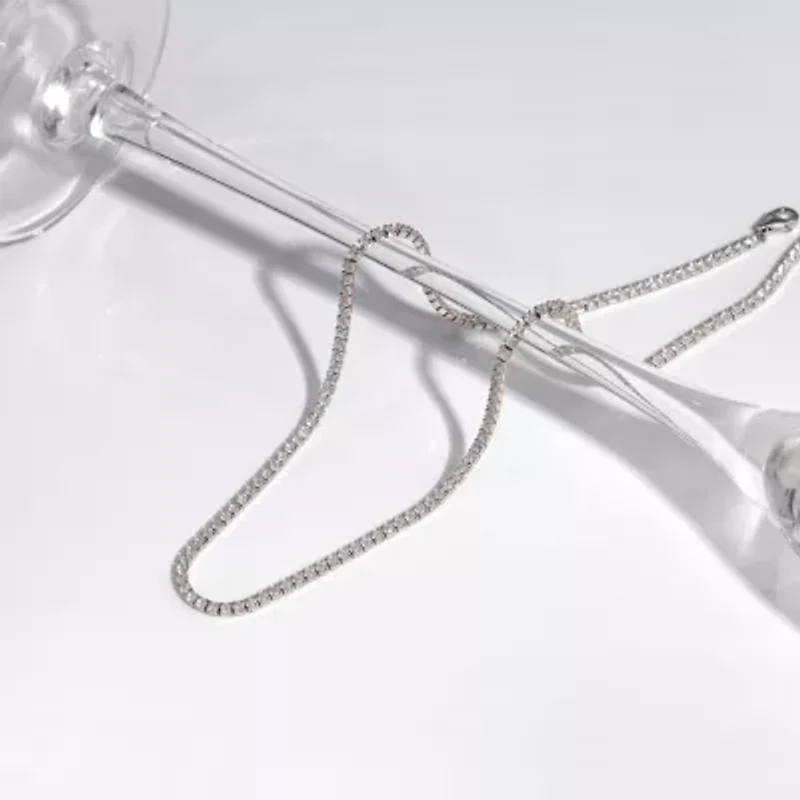 Diamonart Womens White Cubic Zirconia Sterling Silver Inch Tennis Necklace