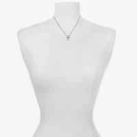 Bijoux Bar Delicates Silver Tone Womens Glass Cross 16 Inch Pendant Necklace