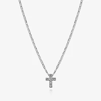 Bijoux Bar Delicates Silver Tone Womens Glass Cross 16 Inch Pendant Necklace