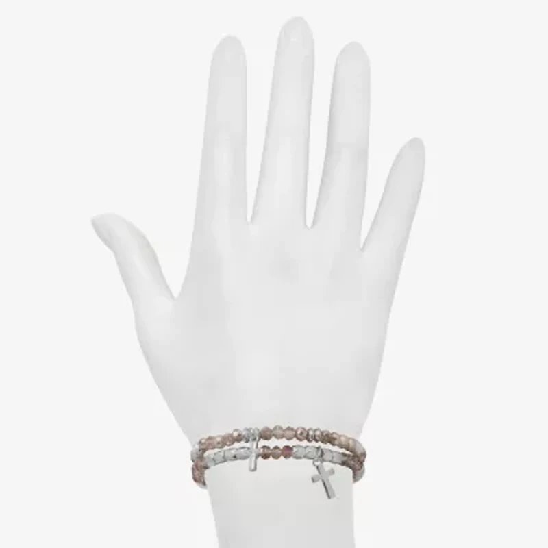 Bijoux Bar Delicates Silver Tone Womens 2-pc. Glass Bracelet Set