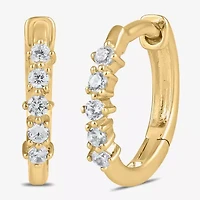 Womens 1/10 CT. T.W. Lab Grown White Diamond 10K Gold 11mm Hoop Earrings