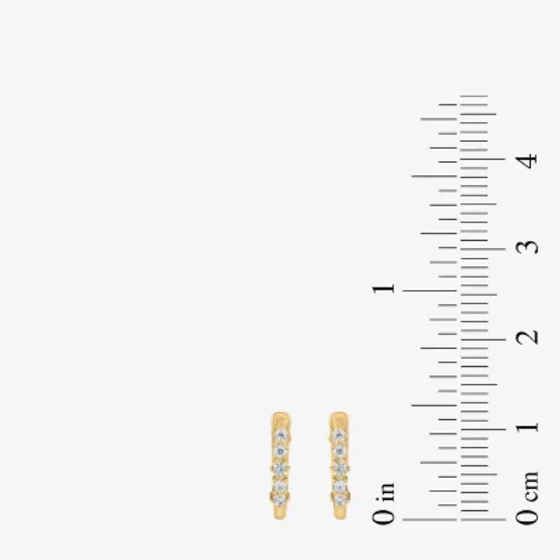Womens 1/10 CT. T.W. Lab Grown White Diamond 10K Gold 11mm Hoop Earrings