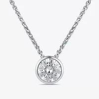 (F / Si2) Womens 2 CT. Lab Grown White Diamond 10K White Gold Round 18 Inch Pendant Necklace
