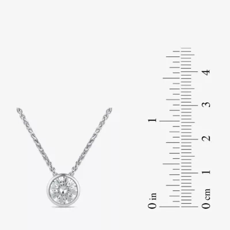 (F / Si2) Womens 2 CT. Lab Grown White Diamond 10K White Gold Round 18 Inch Pendant Necklace