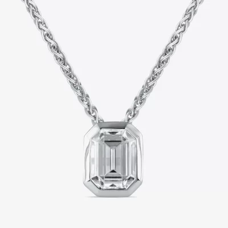 (F / Si2) Womens 2 CT. Lab Grown White Diamond 10K White Gold 18 Inch Pendant Necklace