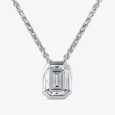 (F / Si2) Womens 2 CT. Lab Grown White Diamond 10K White Gold 18 Inch Pendant Necklace