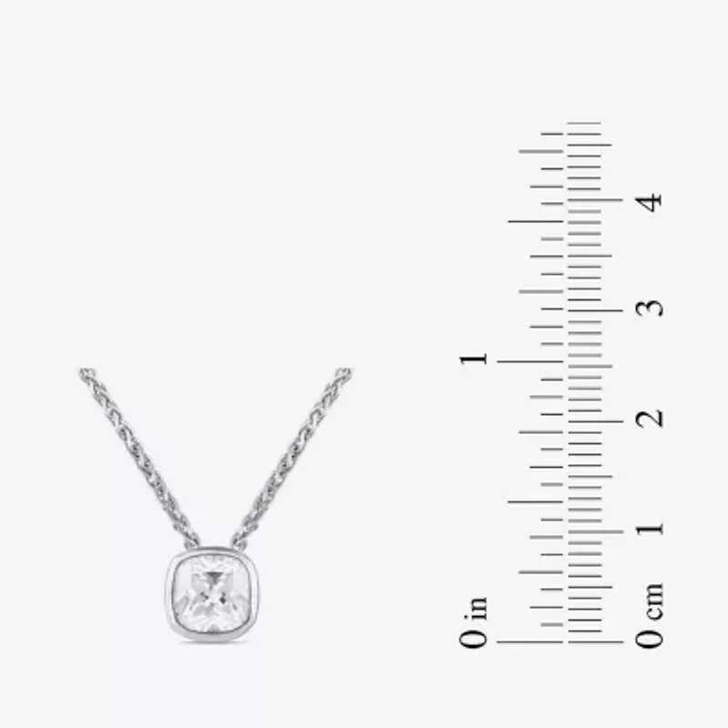 (F / Si2) Womens 2 CT. Lab Grown White Diamond 10K White Gold Cushion 18 Inch Pendant Necklace