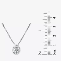 (F / Si2) Womens 2 CT. Lab Grown White Diamond 10K White Gold Oval 18 Inch Pendant Necklace