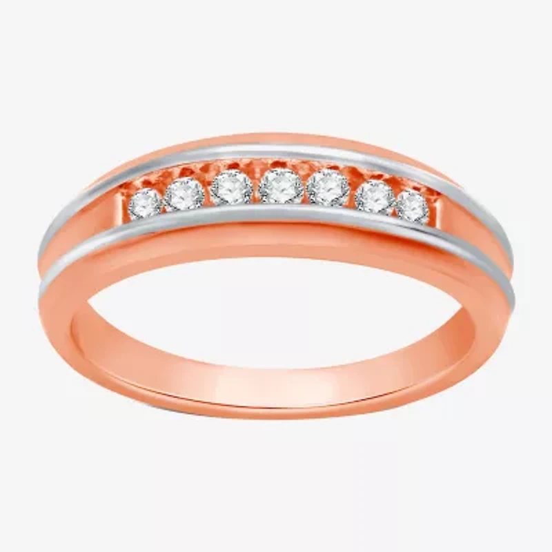 I Said Yes (H-I / I1) Mens 1/4 CT. T.W. Lab Grown White Diamond 14K Two Tone Gold Over Silver Wedding Band