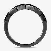 Midnight Black Womens 1/10 CT. T.W. Natural Diamond Sterling Silver Cocktail Ring