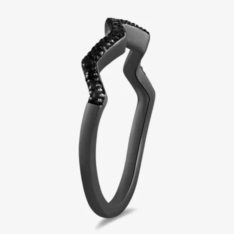 Midnight Black Womens 1/10 CT. T.W. Natural Diamond Sterling Silver Cocktail Ring