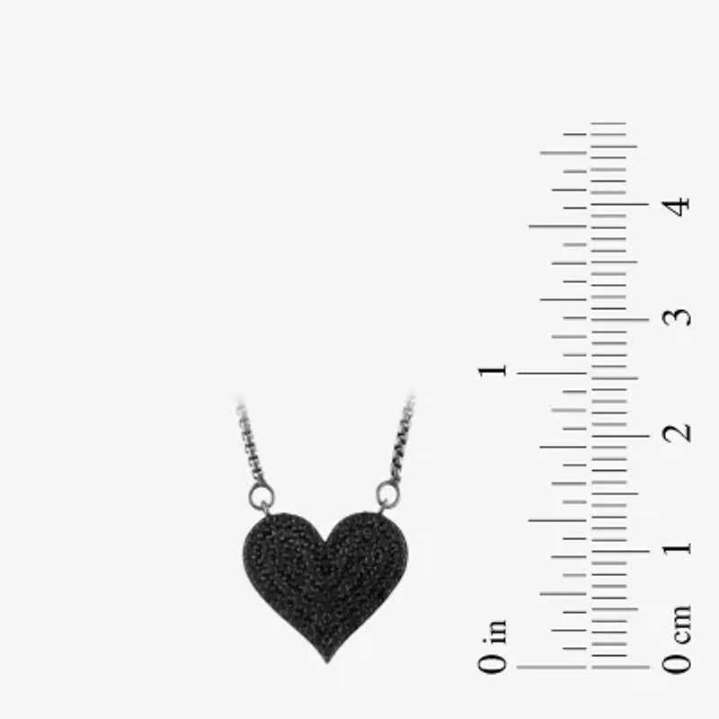 Midnight Black Womens 1/10 CT. T.W. Natural Black Diamond Sterling Silver Heart 17 1/2 Inch Pendant Necklace