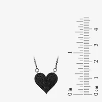 Midnight Black Womens 1/10 CT. T.W. Natural Black Diamond Sterling Silver Heart 17 1/2 Inch Pendant Necklace