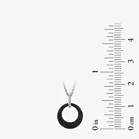 Midnight Black Womens 1/10 CT. T.W. Natural Black Diamond Sterling Silver Circle 16 Inch Pendant Necklace