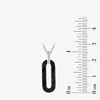 Midnight Black Womens 1/5 CT. Natural Black Diamond Sterling Silver Paperclip 16 Inch Pendant Necklace