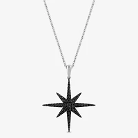 Midnight Black North Star Womens 1/4 CT. T.W. Natural Black Diamond Sterling Silver Star 16 Inch Pendant Necklace