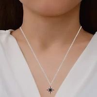 Midnight Black North Star Womens 1/4 CT. T.W. Natural Black Diamond Sterling Silver Star 16 Inch Pendant Necklace