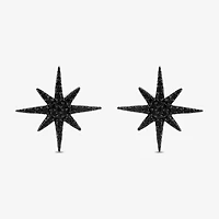 Midnight Black North Star 1/4 CT. T.W. Natural Black Diamond Sterling Silver 15.1mm Star Stud Earrings