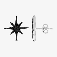 Midnight Black North Star 1/4 CT. T.W. Natural Black Diamond Sterling Silver 15.1mm Star Stud Earrings