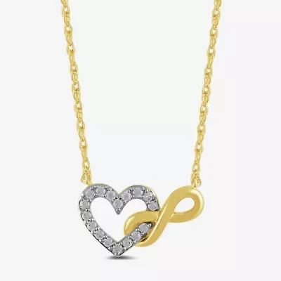 Womens 1/10 CT. T.W. Lab Grown White Diamond Sterling Silver Heart Infinity 17 1/2 Inch Pendant Necklace
