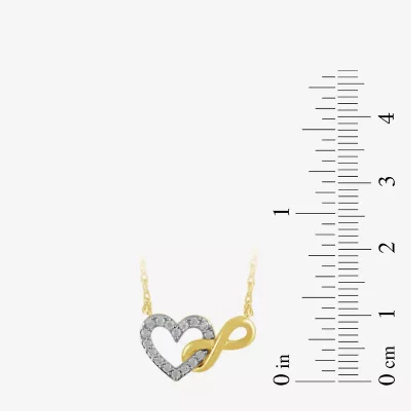 Womens 1/10 CT. T.W. Lab Grown White Diamond Sterling Silver Heart Infinity 17 1/2 Inch Pendant Necklace
