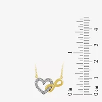 Womens 1/10 CT. T.W. Lab Grown White Diamond Sterling Silver Heart Infinity 17 1/2 Inch Pendant Necklace