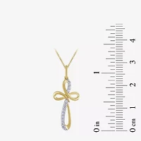 Womens 1/10 CT. T.W. Lab Grown White Diamond 14K Gold Over Silver Heart 18 1/2 Inch Pendant Necklace