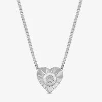 Womens 1/ CT. T.W. Lab Grown White Diamond Sterling Silver Heart Inch Pendant Necklace