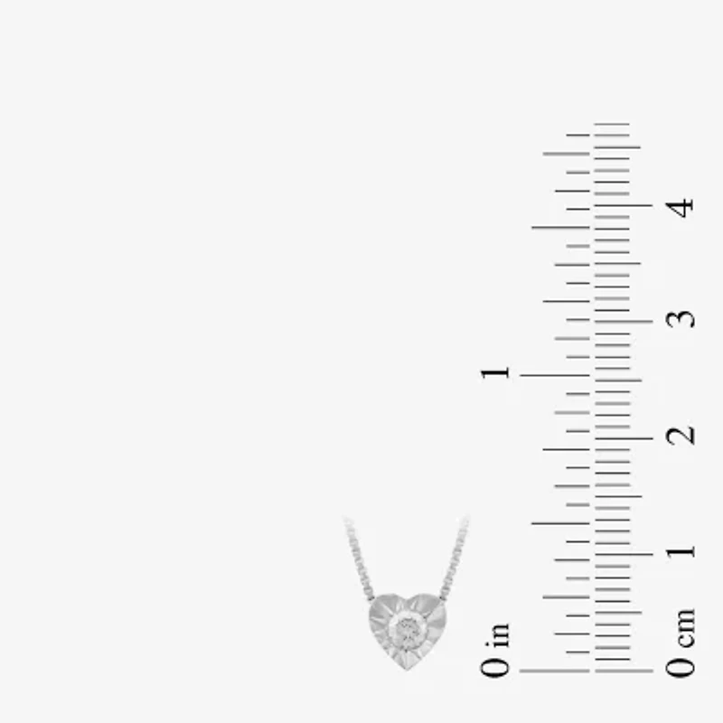 Womens 1/10 CT. T.W. Lab Grown White Diamond Sterling Silver Heart 18 Inch Pendant Necklace