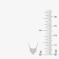 Womens 1/ CT. T.W. Lab Grown White Diamond Sterling Silver Heart Inch Pendant Necklace
