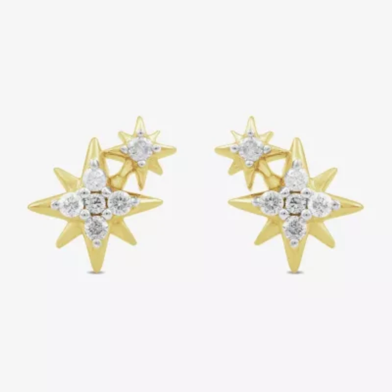 North Star 1/10 CT. T.W. Lab Grown White Diamond 8.5mm Star Stud Earrings