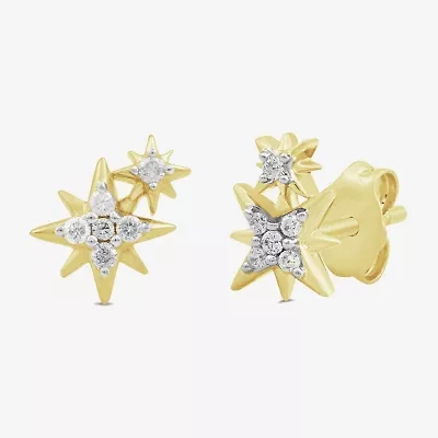 North Star 1/10 CT. T.W. Lab Grown White Diamond 8.5mm Star Stud Earrings