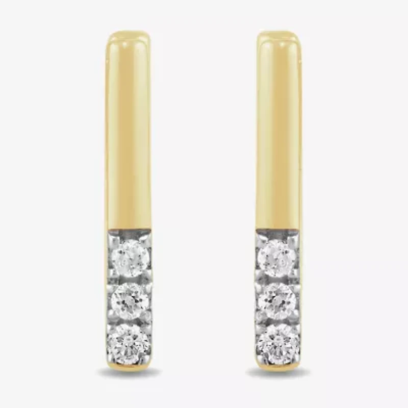 Womens 1/10 CT. T.W. Lab Grown White Diamond 13.9mm Rectangular Hoop Earrings