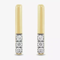 Womens 1/10 CT. T.W. Lab Grown White Diamond 13.9mm Rectangular Hoop Earrings