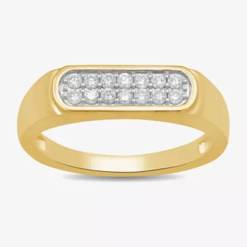 Womens 1/5 CT. Lab Grown White Diamond 14K Gold Over Silver Anniversary Cocktail Ring