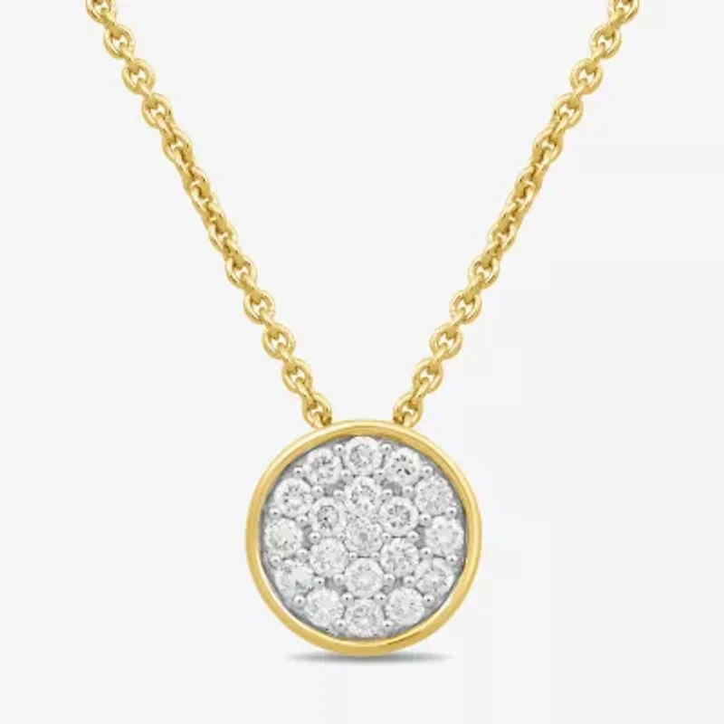 Womens 1/5 CT. Lab Grown White Diamond 14K Gold Over Silver Round 18 Inch Pendant Necklace