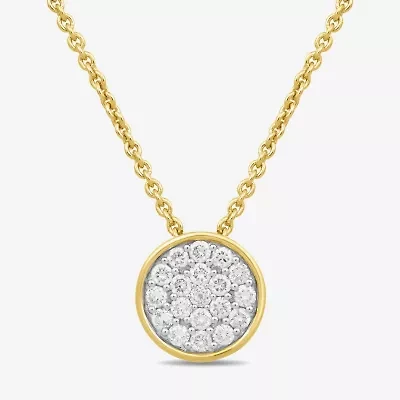 Womens 1/5 CT. Lab Grown White Diamond 14K Gold Over Silver Round 18 Inch Pendant Necklace