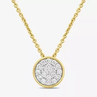 Womens 1/5 CT. Lab Grown White Diamond 14K Gold Over Silver Round 18 Inch Pendant Necklace