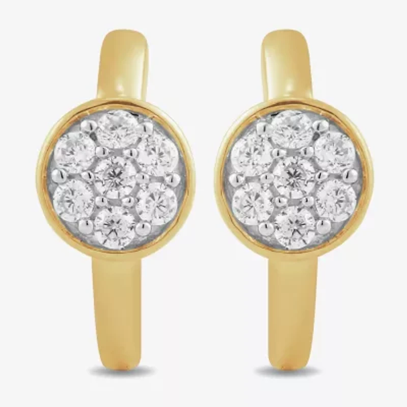 Womens 1/5 CT. Lab Grown White Diamond 14K Gold Over Silver 12.4mm Round Hoop Earrings