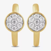 Womens 1/5 CT. Lab Grown White Diamond 14K Gold Over Silver 12.4mm Round Hoop Earrings
