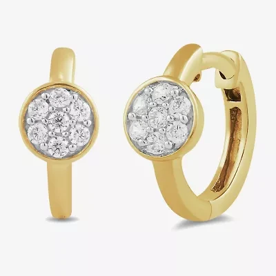 Womens 1/5 CT. Lab Grown White Diamond 14K Gold Over Silver 12.4mm Round Hoop Earrings