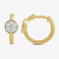 Womens 1/5 CT. Lab Grown White Diamond 14K Gold Over Silver 12.4mm Round Hoop Earrings