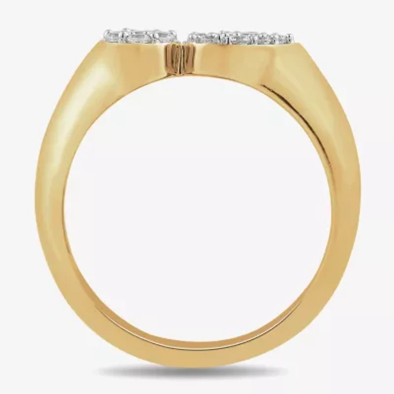 Womens 1/4 CT. T.W. Lab Grown White Diamond 14K Gold Over Silver Cocktail Ring