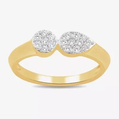 Womens 1/4 CT. T.W. Lab Grown White Diamond 14K Gold Over Silver Cocktail Ring
